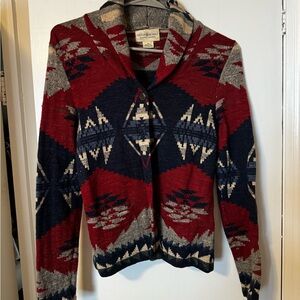 Pendleton Red and Navy Patterned Women's Sweater